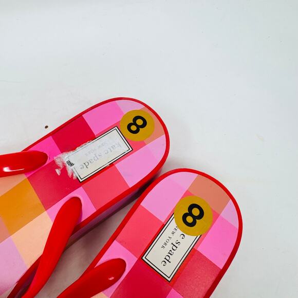 Kate Spade Red and Pink Checkered Sandals - Picture 3 of 11